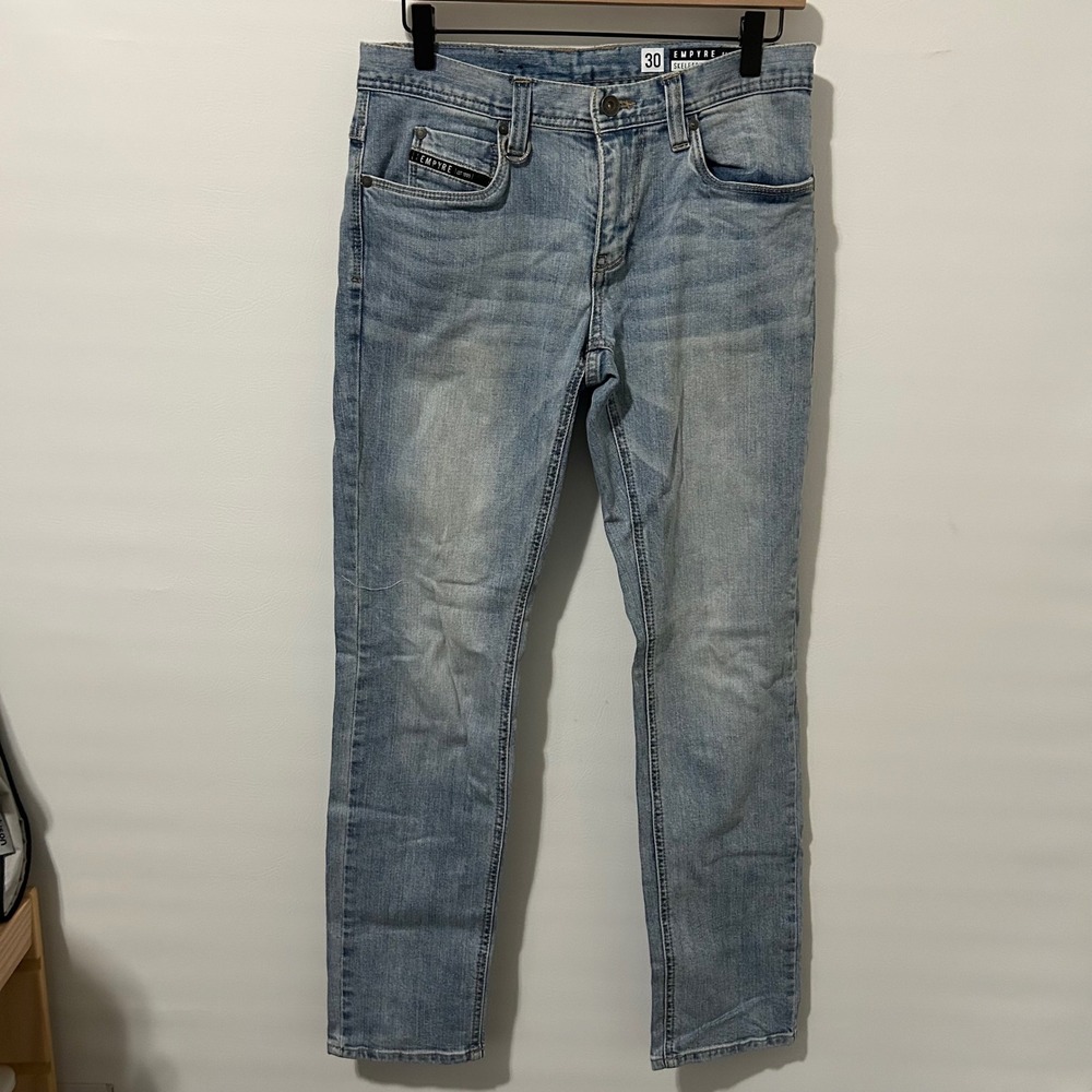 Empyre Skeletor Skinny Jeans Mens 30 Light Wash Blue Denim Skate Pants